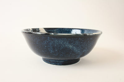 Mino ware Japanese Ceramics Ramen Noodle Donburi Bowl Big Wave & Mt. Fuji Navy made in Japan