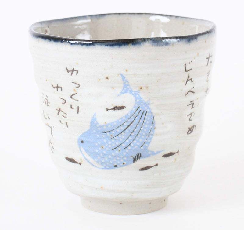 Mino ware Yunomi Chawan Tea Cup Whale Shark Gray Ichiyama made in Japan