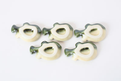 Mino ware Japan Ceramics Puffer Fish Chopstick Rest Set of 5 Green