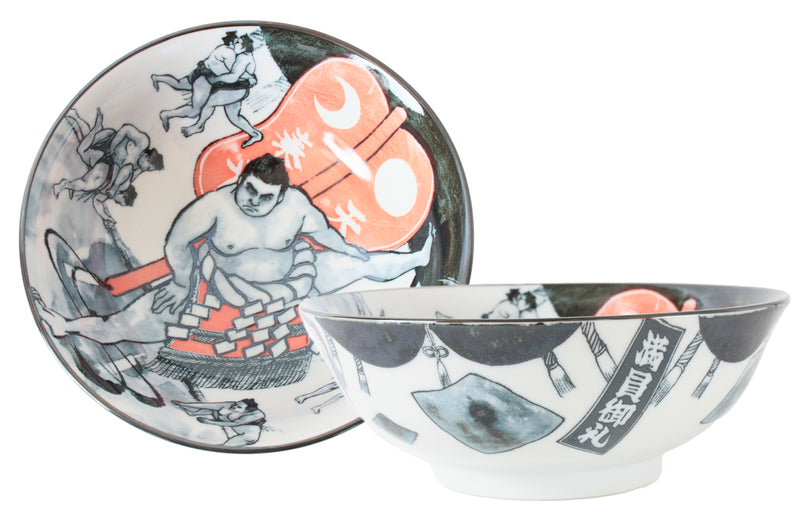 Mino ware Japanese Ceramics Ramen Noodle Donburi Bowl Sumo made in Japan