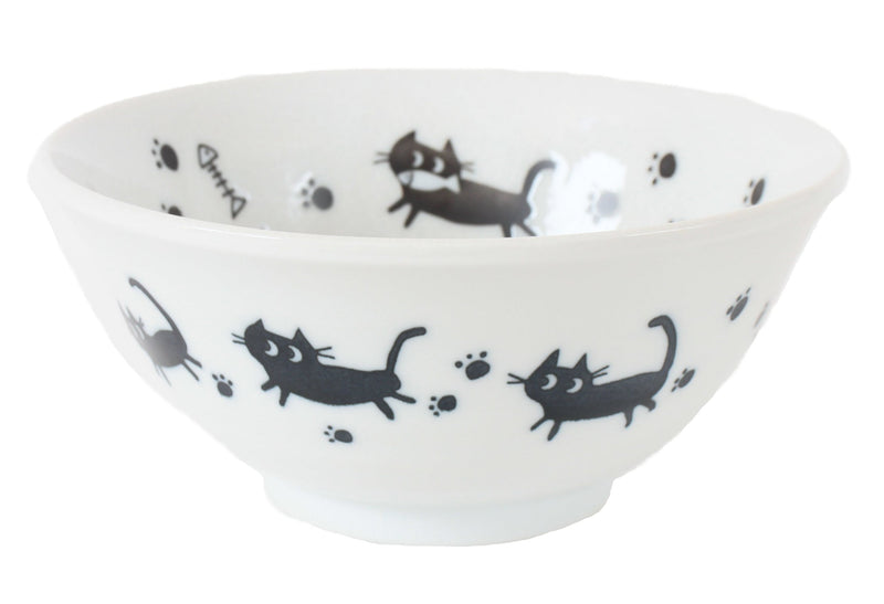 Mino ware Japan Ceramics Large Rice Bowl Walking Cats made in Japan