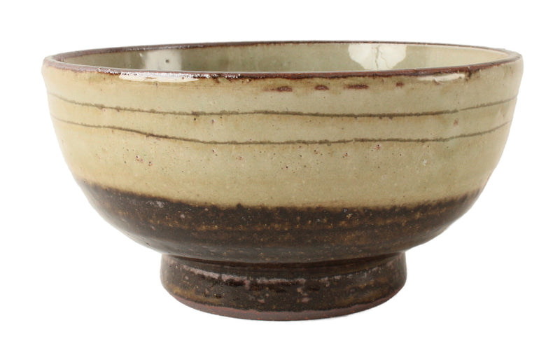 Mino ware Japanese Pottery Hand-crafted Ramen Donburi Bowl Brown & Off White Glaze made in Japan