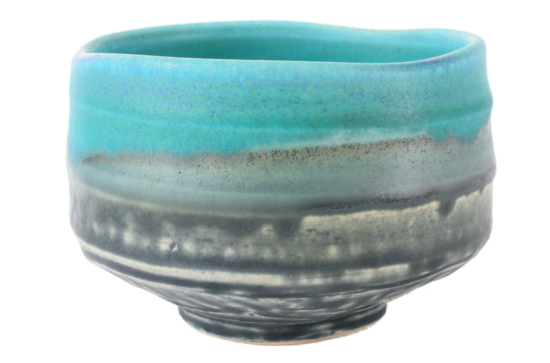 Mino ware Japanese Pottery Tea Ceremony Matcha Bowl Turquoise Blue Crackled