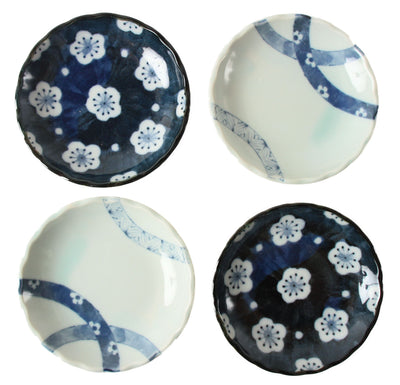 Mino ware Japan Ceramics Plum & Line Mini Plate Set made in Japan
