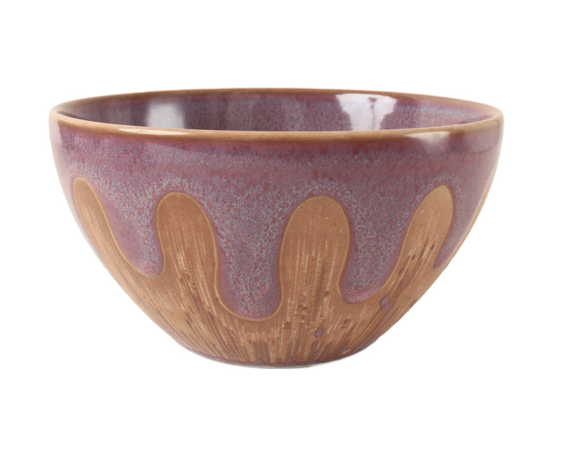 Mino ware Japanese Ceramics Cereal Bowl Purple Drippy Glaze made in Japan