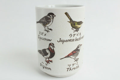 Mino ware Japanese Sushi Yunomi Chawan Tea Cup Wild Bird, Starling, Swallow, etc