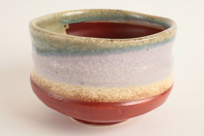 Mino ware Japanese Pottery Tea Ceremony Matcha Bowl Creamy Purple & Red  Japan