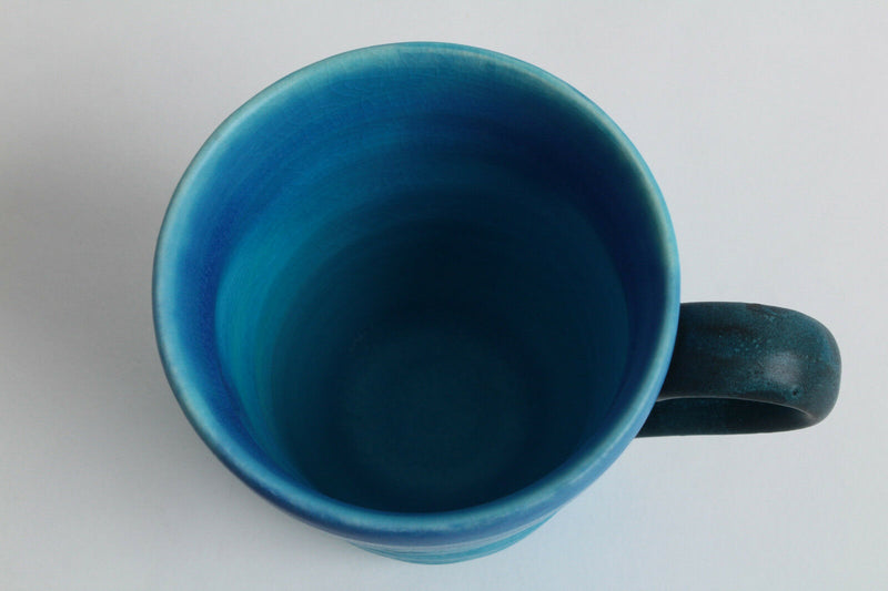 Mino ware Japanese Pottery Mug Cup BLUE RIVERS Matte Finish Turquoise Crackled