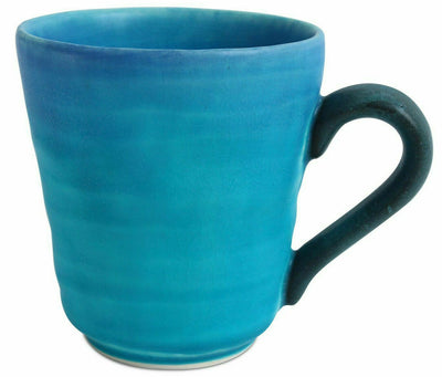 Mino ware Japanese Pottery Mug Cup BLUE RIVERS Matte Finish Turquoise Crackled