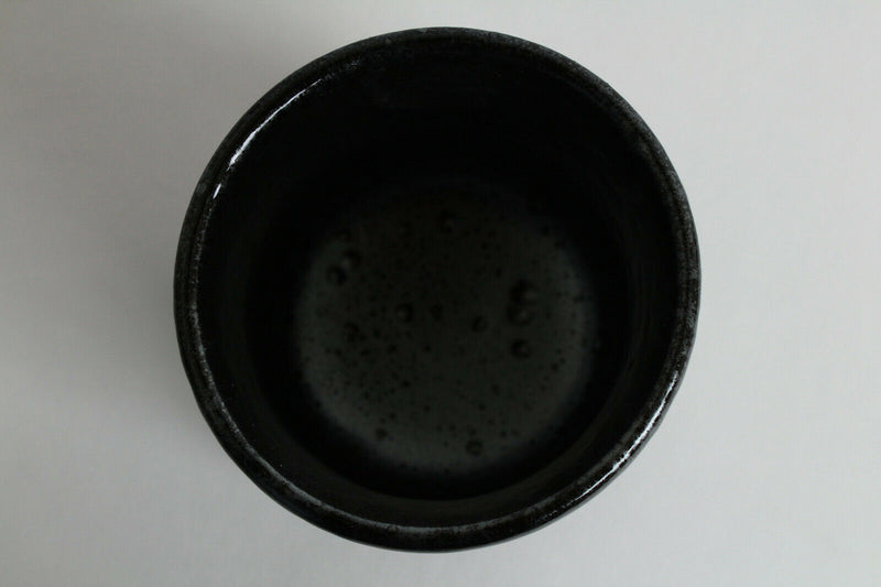 Mino ware Japanese Sushi Yunomi Chawan Wide Tea Cup Kokuyu-yohen Black