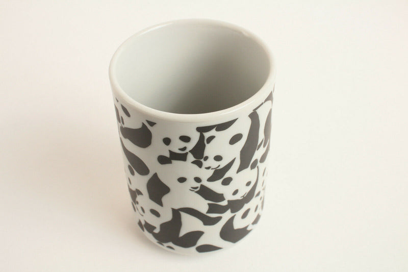Mino ware Japan Ceramics Sushi Yunomi Chawan Tea Cup Panda Herd Black & White