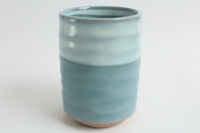 Mino ware Japanese Large Sushi Yunomi Chawan Tea Cup Sky Blue & Sapphire Blue
