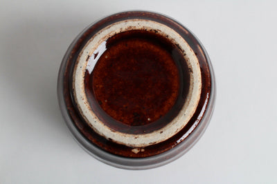 Mino ware Japanese Pottery Yunomi Chawan Large Tea/Rock Cup DarkRed Amber Stripe