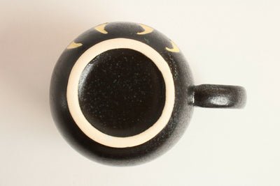Mino ware Japanese Pottery Mug Cup Daruma Shape Matte Black made in Japan