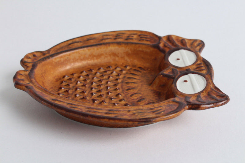 Mino ware Japanese Ceramics Grater Dish Owl Shape Brown made in Japan