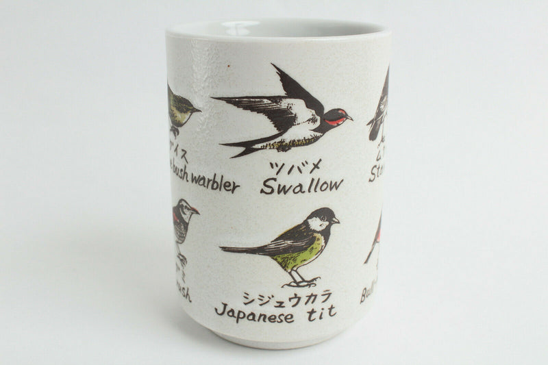 Mino ware Japanese Sushi Yunomi Chawan Tea Cup Wild Bird, Starling, Swallow, etc
