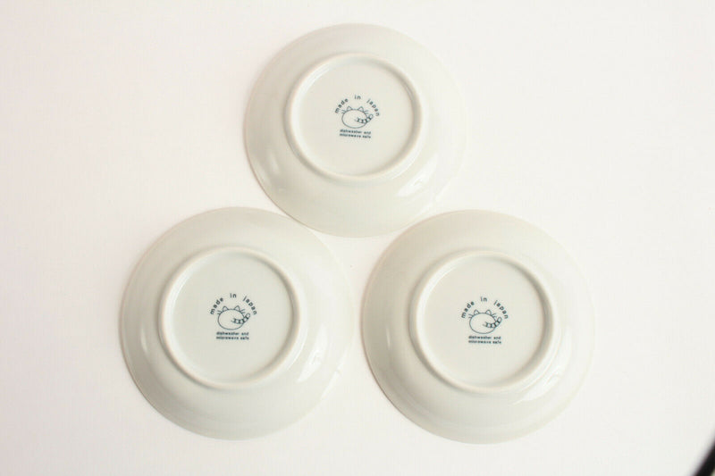 Mino ware Japan Ceramics Mini Round Plate Set of Three Black Cats & Footprints