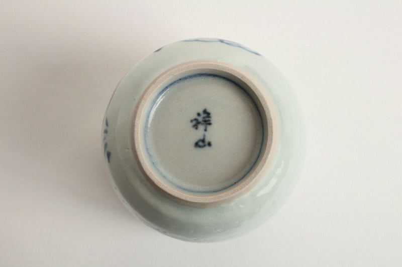 Mino ware Japan Pottery Yunomi Chawan Tea Cup Smiling Mountain Hermit Pale Blue