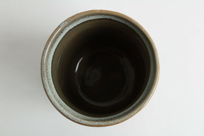 Mino ware Japanese Large Sushi Yunomi Chawan Tea Cup Yomogi Green & Blue Glaze