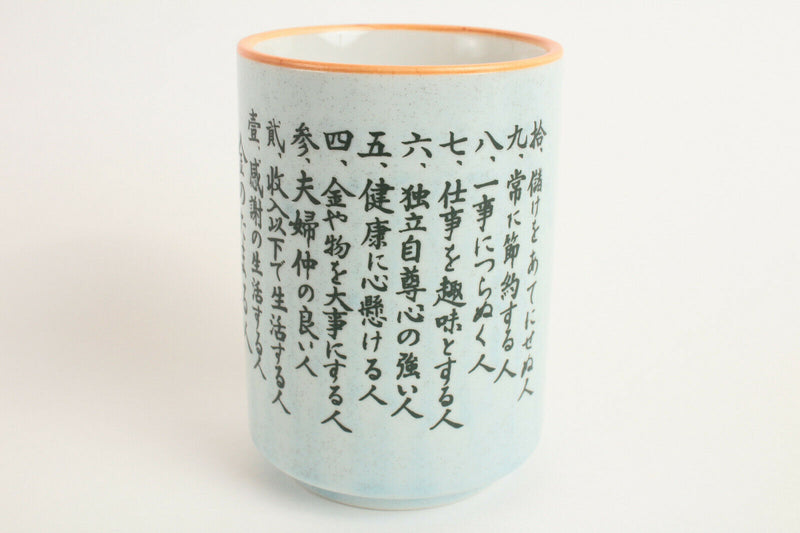 Mino ware Japan Sushi Yunomi Chawan Tea Cup How to Make Money Mint Blue
