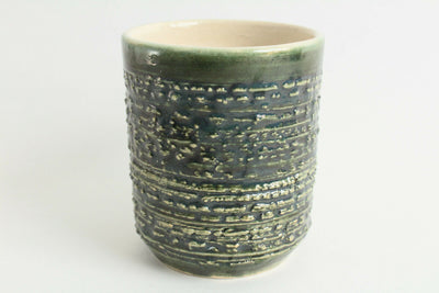 Seto ware Japanese Pottery Mug Cup Forest Green Dotted Line Pattern madein Japan