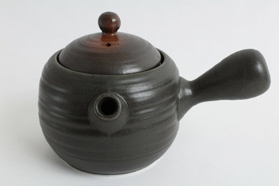 Mino ware Japanese Pottery Teapot Kyusu Kuroiga Fukidama Black & Brown