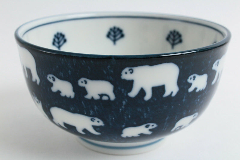 Mino ware Japanese Ceramics Large Bowl Polar Bear Navy made in Japan