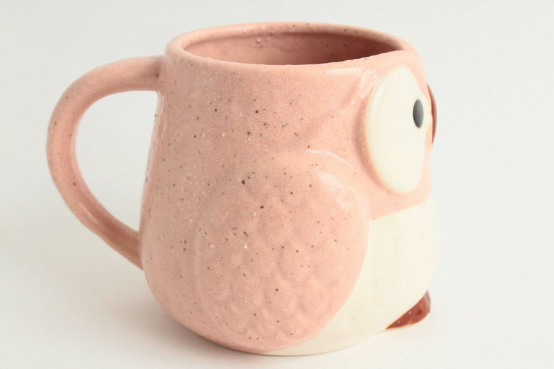 Mino ware Japanese Pottery Mug Cup Owl Shape Carnation Pink made in Japan