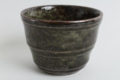 Mino ware Japanese Pottery Yunomi Chawan Tea Cup Sobachoko Browny Moss Green