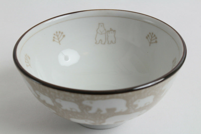 Mino ware Japanese Ceramics Rice Bowl Polar Bear Beige made in Japan