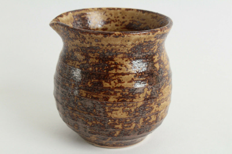 Seto ware Japan Pottery Mini Spouted Bowl Gravy Boat w/spout Brown & Ocher