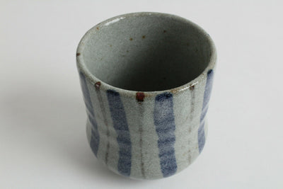 Mino ware Japanese Sushi Yunomi Chawan Wide Tea Cup Togusa Stripe Powdery Gray