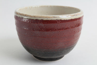 Mino ware Japanese Pottery Large Bowl Sangria Red & Black (Matcha/Rice Bowl)