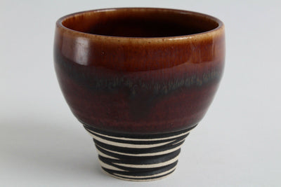Mino ware Japanese Pottery Yunomi Chawan Tea/Wine Cup Ameyu-youhen Amber