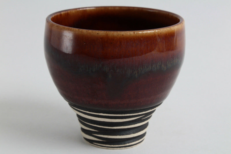 Mino ware Japanese Pottery Yunomi Chawan Tea/Wine Cup Ameyu-youhen Amber