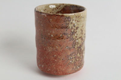 Mino ware Japanese Pottery Yunomi Chawan Tea Cup Iga Red Bronze Orange & Ocher