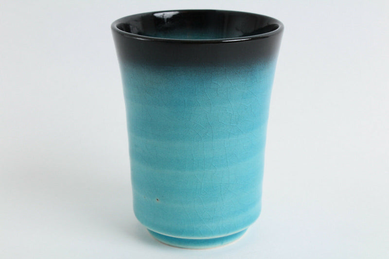 Mino ware Japanese Yunomi Chawan BLUE RIVERS Long Tea Cup Round Shape Turquoise