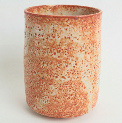 Mino ware Japanese Large Yunomi Chawan Tea Cup Akashino Orange Slightly Tapered