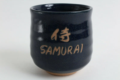 Mino ware Japanese Sushi Yunomi Chawan Tea Cup Samurai Navy Blue