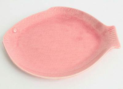 Seto ware Japanese Pottery Dish Plate Mola Mola Fish shape Pink made in Japan