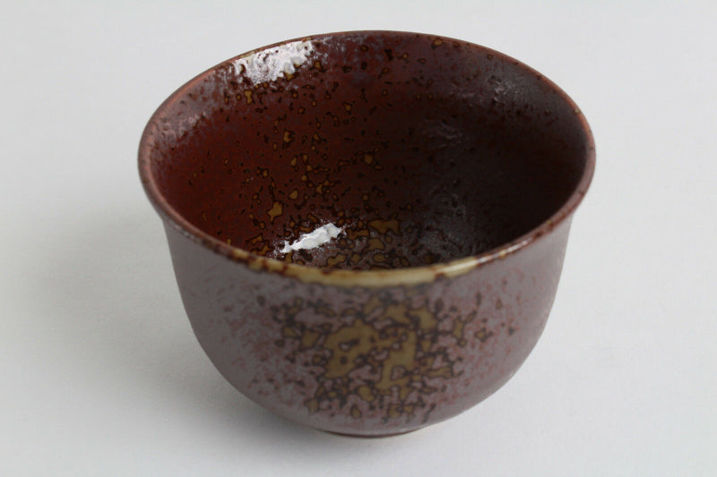 Mino ware Japanese Pottery Yunomi Chawan TeaCup Nanban Sencha Russet Red & Ocher