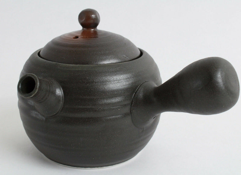 Mino ware Japanese Pottery Teapot Kyusu Kuroiga Fukidama Black & Brown