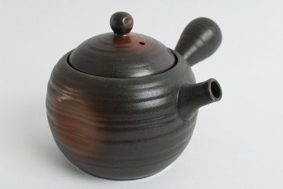 Mino ware Japanese Pottery Teapot Kyusu Kuroiga Fukidama Black & Brown