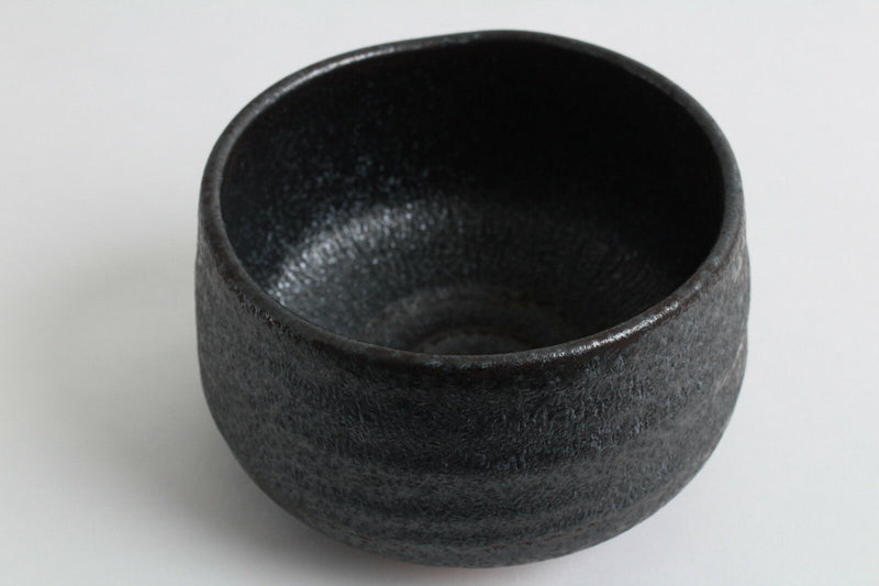 Mino ware Japan Pottery Tea Ceremony Matcha Bowl Black Crystal Matte Finish
