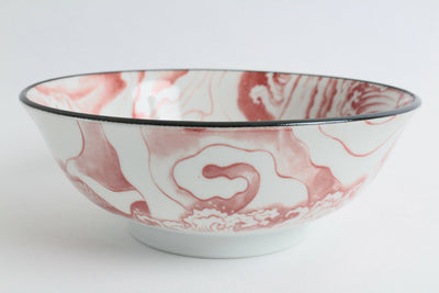 Mino ware Japanese Ceramics Ramen Noodle Donburi Bowl Dragon and Mt. Fuji Red