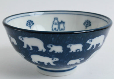 Mino ware Japanese Ceramics Rice Bowl Polar Bear Navy made in Japan