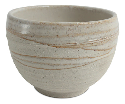 Mino ware Japan Pottery Large Bowl Matte White Brown Stripe (Matcha/Rice)