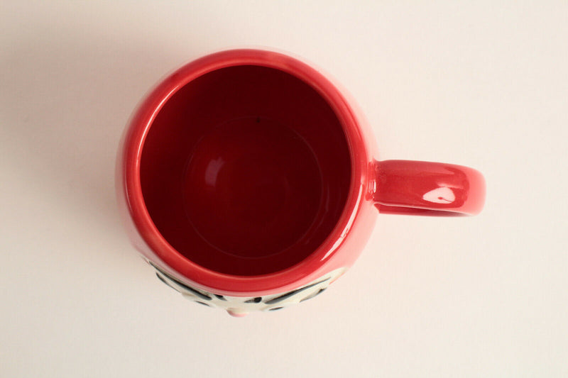 Mino ware Japanese Pottery Mug Cup Daruma Shape Candy Red made in Japan