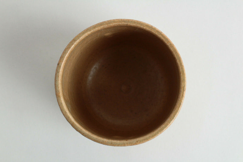 Mino ware Japanese Pottery Yunomi Chawan Tea Cup Matte Ocher w/ Brown dots