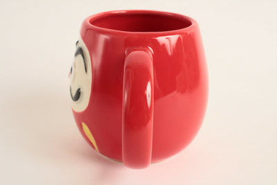 Mino ware Japanese Pottery Mug Cup Daruma Shape Candy Red made in Japan